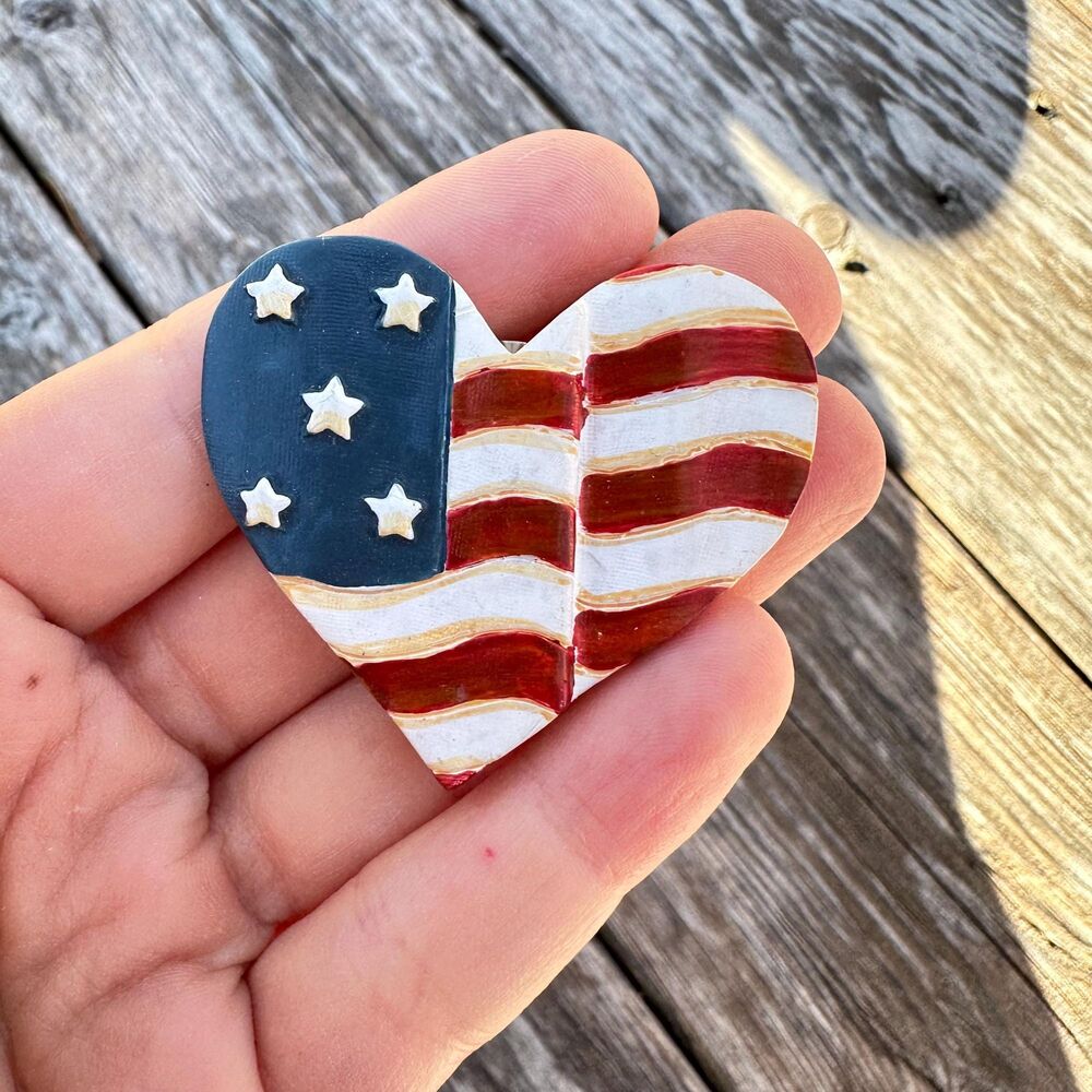 Vintage Jewelry Heart American flag pin brooch patriotic jewelry